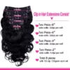 Clip in Body Wave Hair Extensions 100% Unprocessed Virgin Human Hair - Image 9