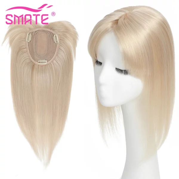 Remy Topper Hair Piece with Bangs - Image 3