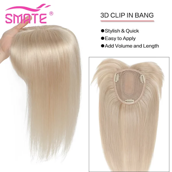Remy Topper Hair Piece with Bangs - Image 5