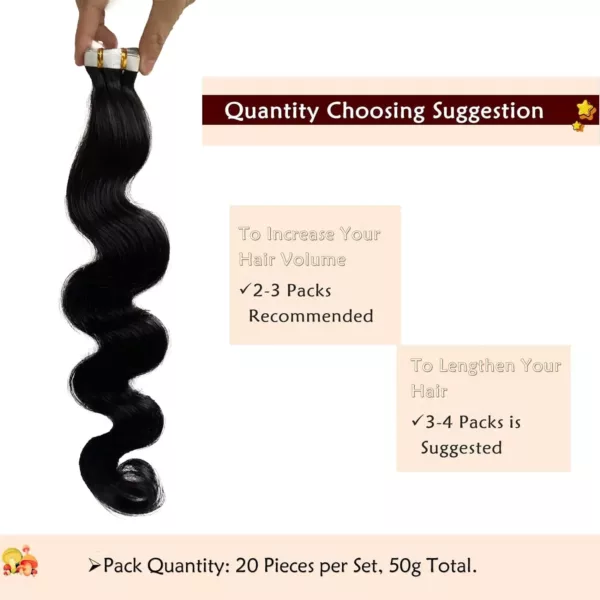 Body Wave Tape In Hair Extensions - Image 5