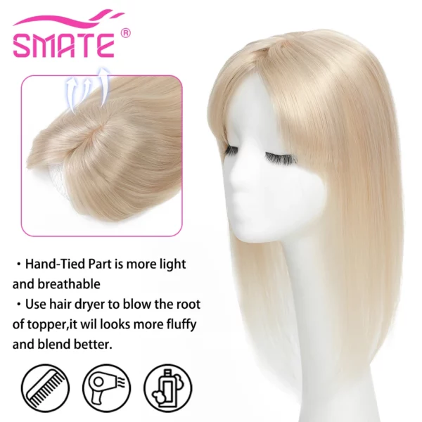 Remy Topper Hair Piece with Bangs - Image 2