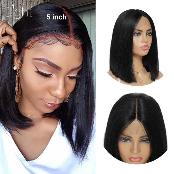 Bob Wig Brazilian Lace Part Straight Bob Wigs With Baby Hair