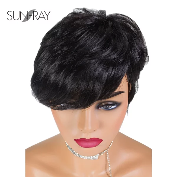 Short Cut Straight Remy Brazilian Highlight Glueless Wig - Image 13