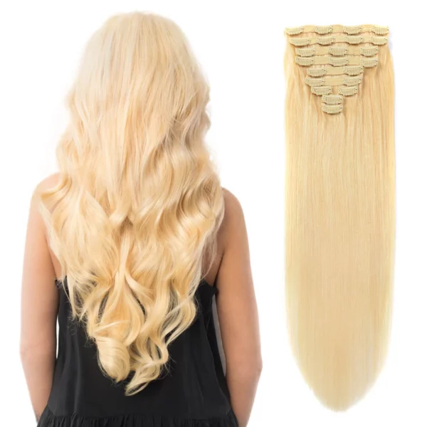 Blonde Clip in Human Hair Extensions