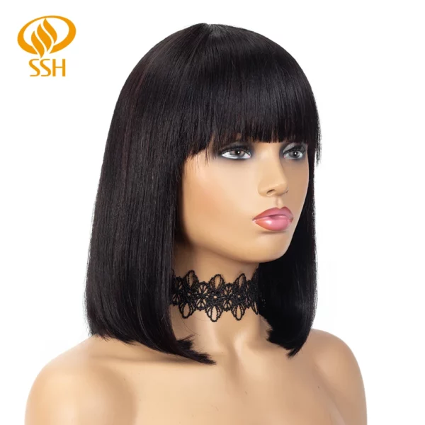 Glueless Wig With Bangs Balayage Highlight Ombre - Image 20