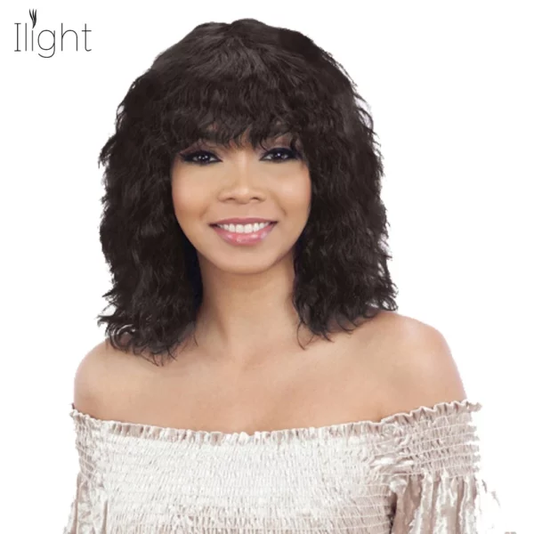 Short Bob Wigs with Bangs Body Wave Brazilian Curly Wig