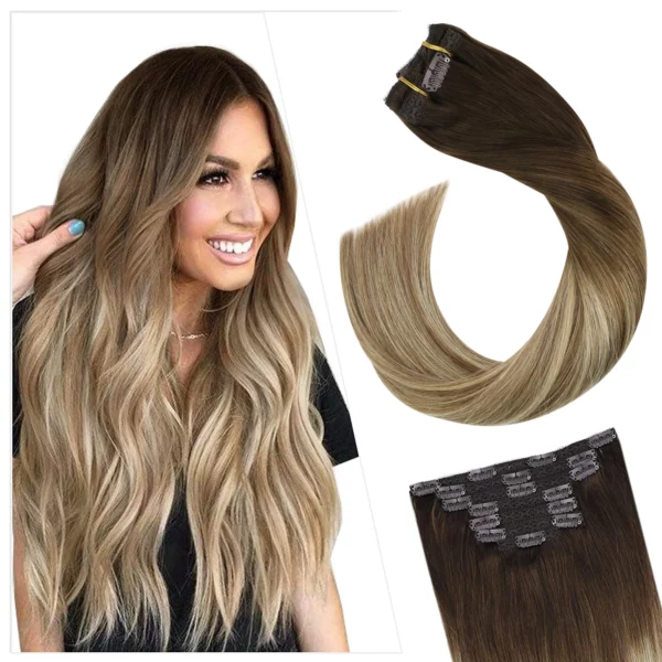 Clip in Hair Extensions Double Weft Remy Hair - Image 12