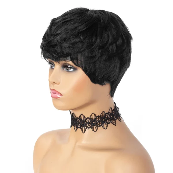 Brazilian Pixie Wigs With Bangs Cheap Glueless Wig - Image 17