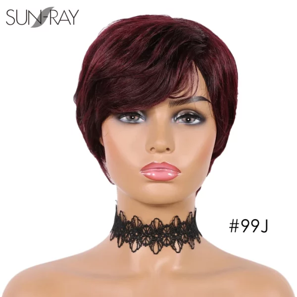 Short Straight Pixie Remy Brazilian Highlight Glueless Wigs - Image 10