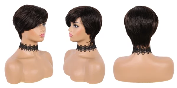 Short Straight Pixie Remy Brazilian Highlight Glueless Wigs - Image 15