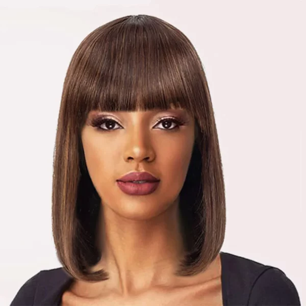 Glueless Wig With Bangs Balayage Highlight Ombre - Image 8