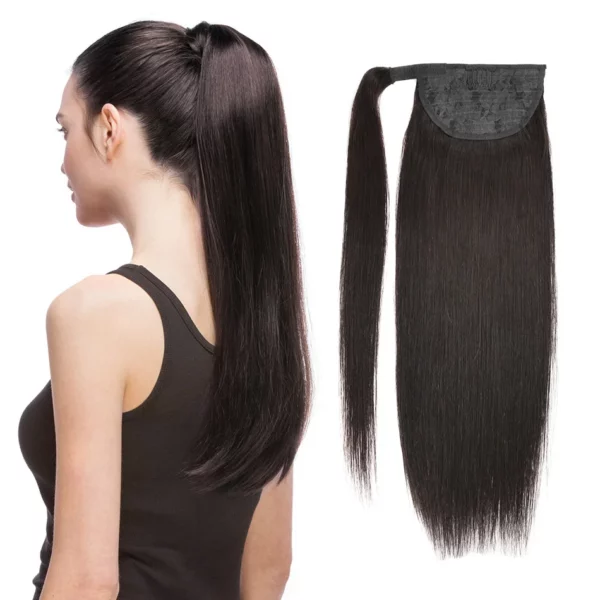 Ponytail Remy Straight European Horse Tail Clip in Extensions