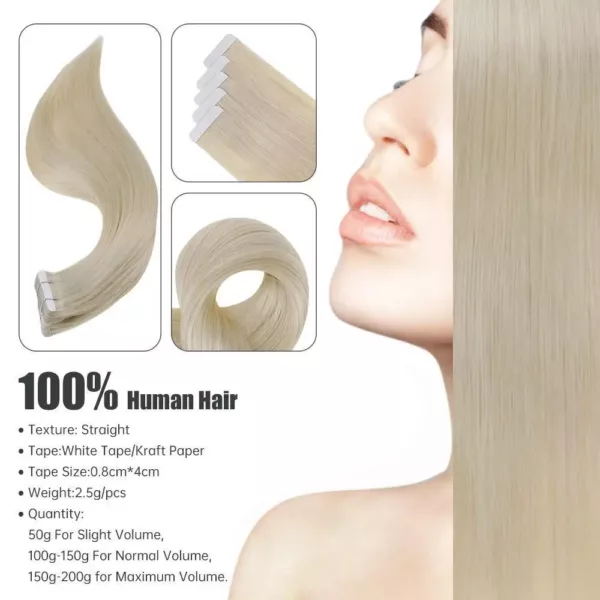Blonde Tape in Human Hair Extensions - Image 3