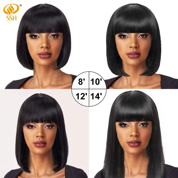 Glueless Wig With Bangs Balayage Highlight Ombre - Image 5