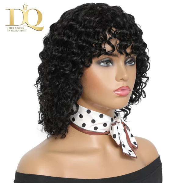 Deep Curly Wig With Bangs Glueless Brazilian Remy - Image 16