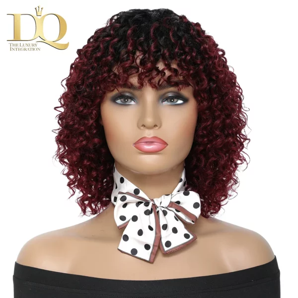 Deep Curly Wig With Bangs Glueless Brazilian Remy - Image 10