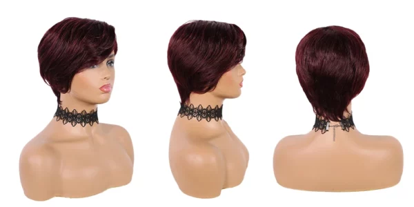 Short Straight Pixie Remy Brazilian Highlight Glueless Wigs - Image 17