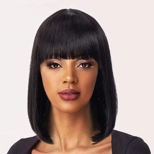 Glueless Wig With Bangs Balayage Highlight Ombre - Image 7