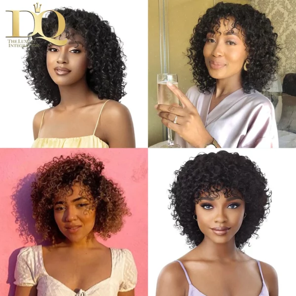 Deep Curly Wig With Bangs Glueless Brazilian Remy - Image 12