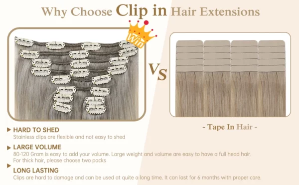 Clip In Hair Extensions Double Weft Straight - Image 39