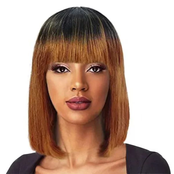 Glueless Wig With Bangs Balayage Highlight Ombre - Image 10