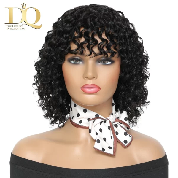 Deep Curly Wig With Bangs Glueless Brazilian Remy - Image 14