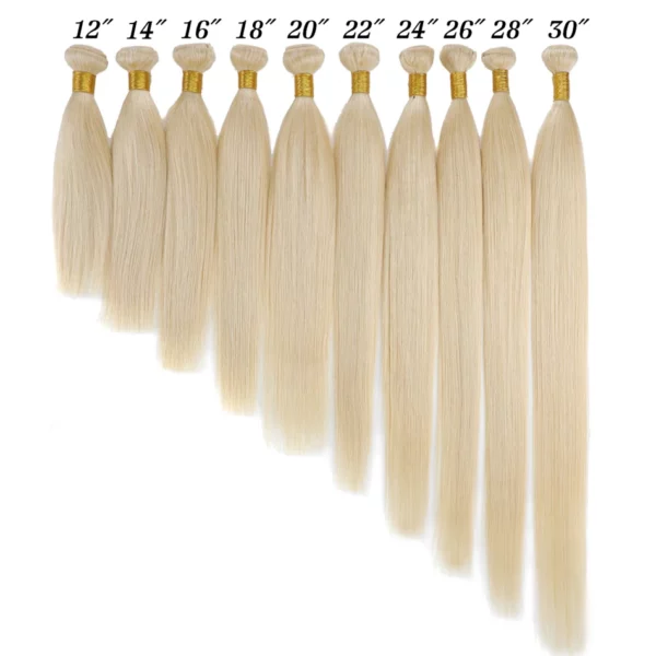 Blonde Straight Human Hair Weave 100% European Remy Natural Human Hair - Image 17