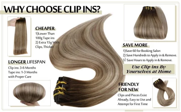 Clip In Hair Extensions Double Weft Straight - Image 41