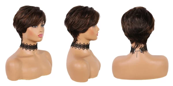 Short Straight Pixie Remy Brazilian Highlight Glueless Wigs - Image 19