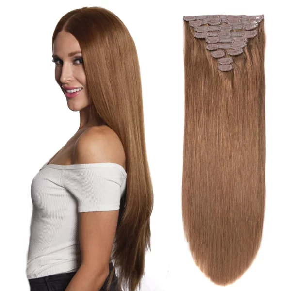 Blonde Clip in Human Hair Extensions - Image 14