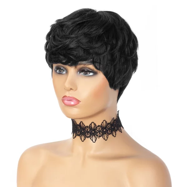 Brazilian Pixie Wigs With Bangs Cheap Glueless Wig - Image 16