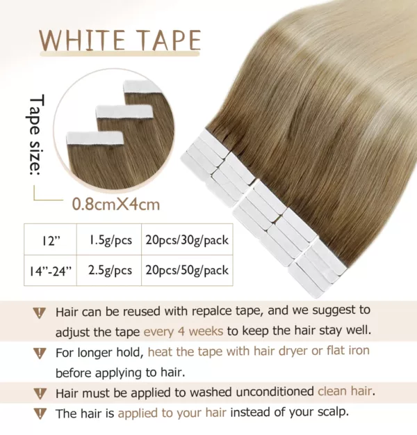 Blonde Tape in Human Hair Extensions - Image 24