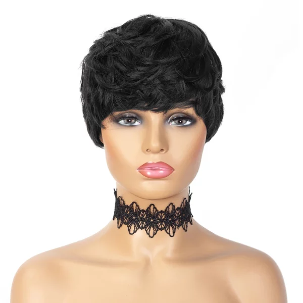 Brazilian Pixie Wigs With Bangs Cheap Glueless Wig - Image 15