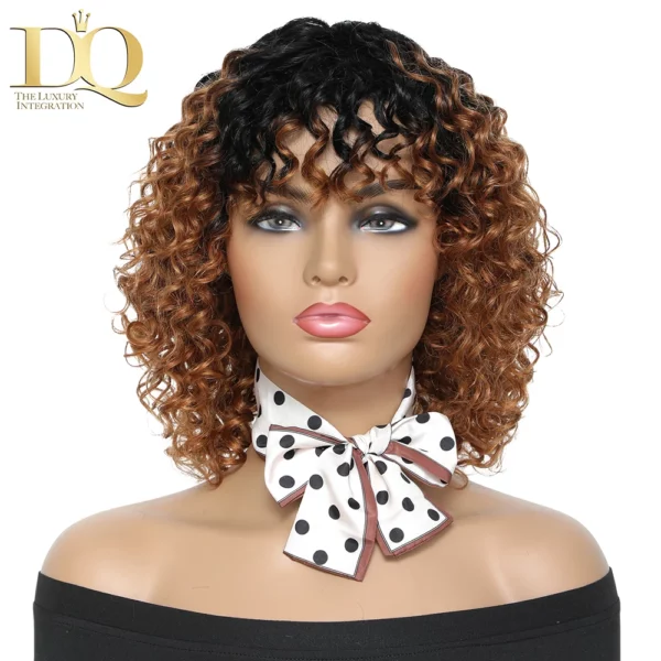 Deep Curly Wig With Bangs Glueless Brazilian Remy - Image 26