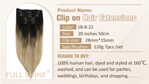 Clip In Hair Extensions Double Weft Straight - Image 31