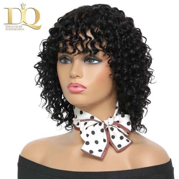 Deep Curly Wig With Bangs Glueless Brazilian Remy - Image 15