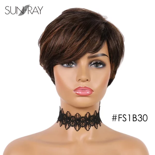 Short Cut Straight Remy Brazilian Highlight Glueless Wig - Image 8