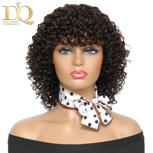 Deep Curly Wig With Bangs Glueless Brazilian Remy - Image 7