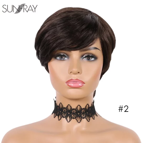 Short Straight Pixie Remy Brazilian Highlight Glueless Wigs - Image 8