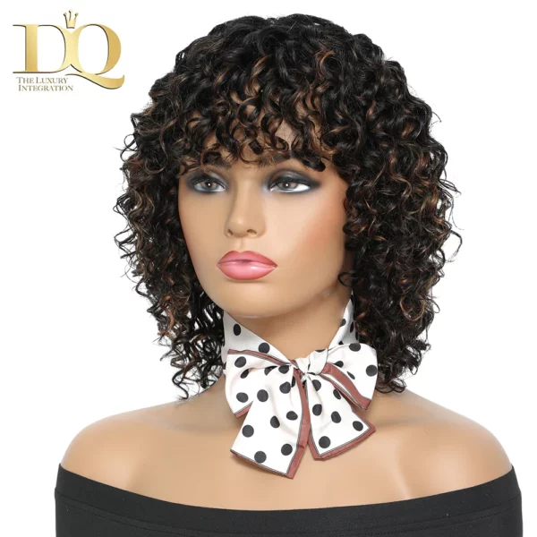 Deep Curly Wig With Bangs Glueless Brazilian Remy - Image 24