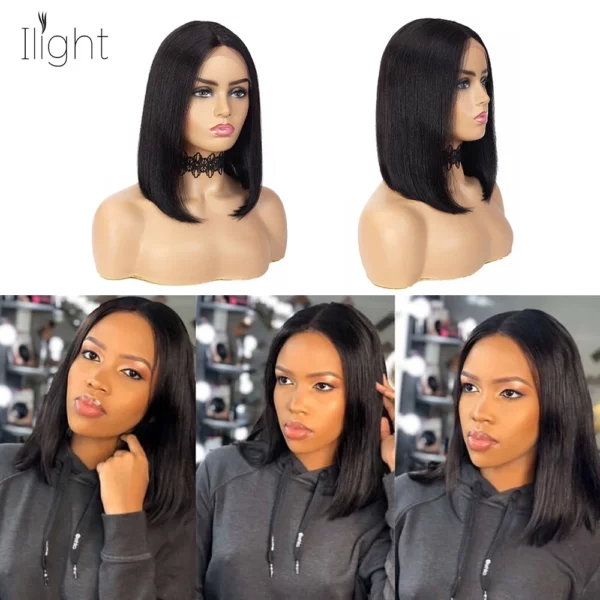 Bob Wig Brazilian Lace Part Straight Bob Wigs With Baby Hair - Image 3