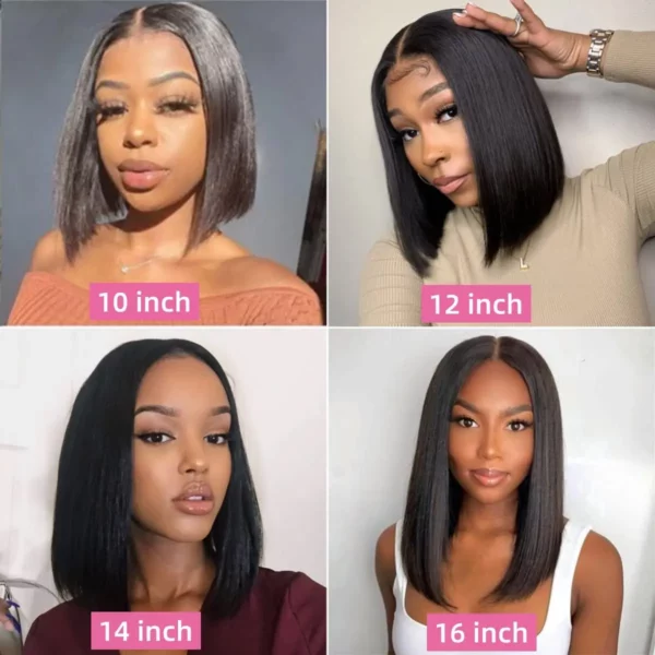 Glueless Short Bob Wig Lace Front Glueless Straight Lace Closure - Image 3