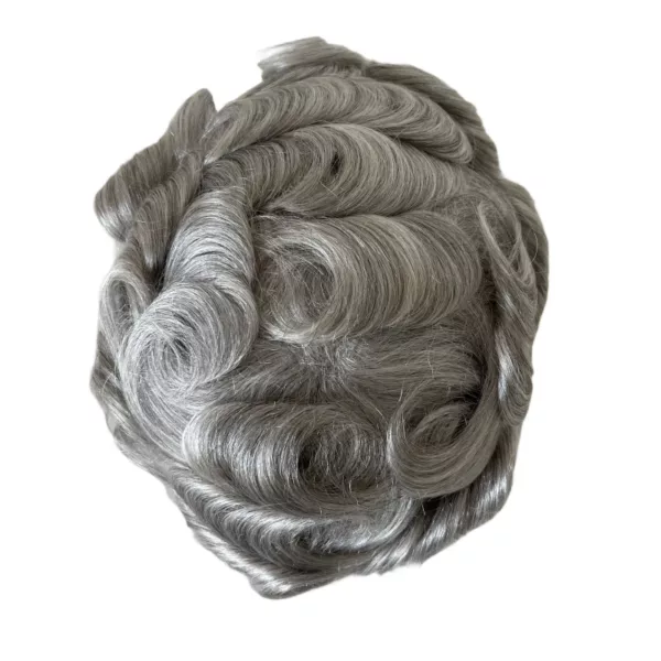 Mens Toupee White Human Hair for Old Men - Image 2