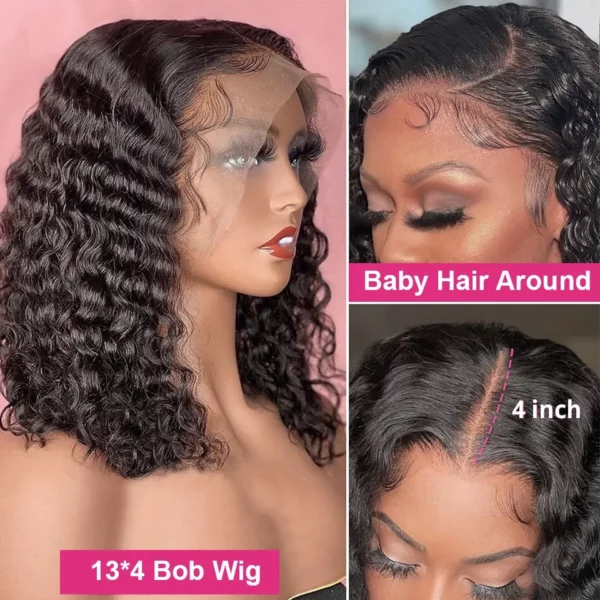 Curly Bob Deep Wave Wig - Image 4