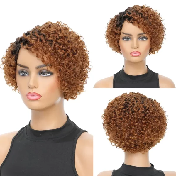 Short Kinky Curly Afro Short Pixie Cut No Lace Front Brazilian Remy Wigs - Image 4