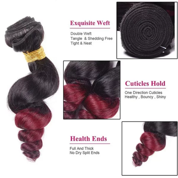 Malaysian Ombre Lace Closure Weaves Bundles - Image 6