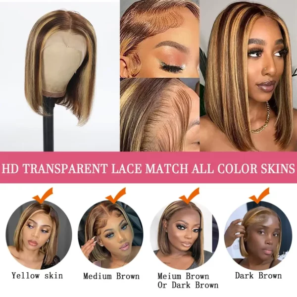 Ombre Glueless Highlight Straight Lace Front Wigs - Image 3