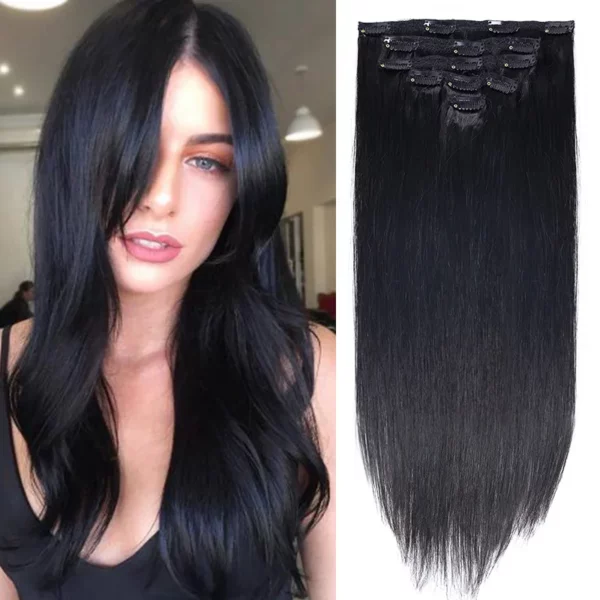 Clip in Hair Extensions Straight Remy Ombre - Image 13