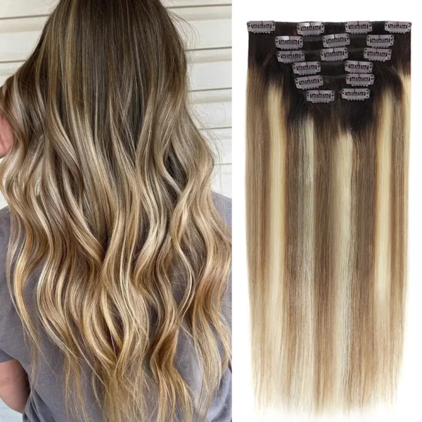 Hightlighted Clip in Hair Extensions - Image 14