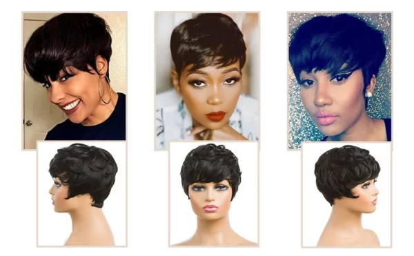 Brazilian Pixie Wigs With Bangs Cheap Glueless Wig - Image 11